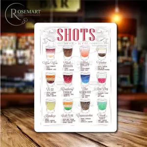 Shots Drink menu recipes metal sign plaque ideal for home bar cafe pub man cave - Picture 1 of 3