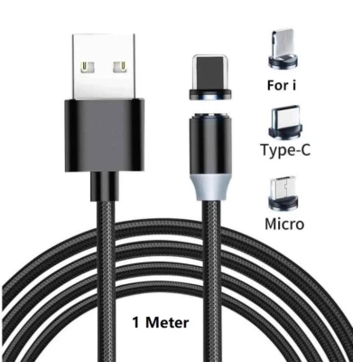 Ladekabel für Samsung Handy USB C Typ-C Micro iPhone Huawei Xiaomi Magnet LED 1M - Bild 1 von 4