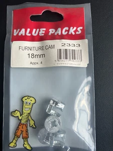 18MM CAM LOCK NUT PACK OF 4 LOCKING TURN NUT FOR FLAT PACK FURNITURE ARGOS IKEA - Picture 1 of 2