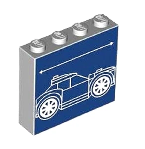 LEGO Brick Gray 1x4x3 with White Car Schematic Dark Blue Background NEW - Picture 1 of 1