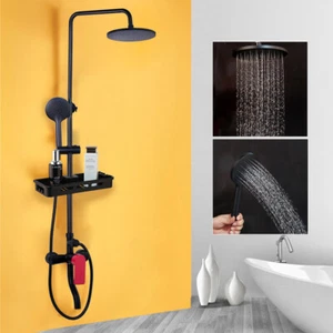 Juego de estantes de gel de ducha de 3 vías mezclador de mano redondo negro de montaje en pared - Imagen 1 de 9