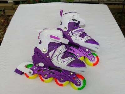 Power E-Mow Purple Rainbow Wheel Inline Skates Rollerblades, M 35 -38 - Bild 1 von 4