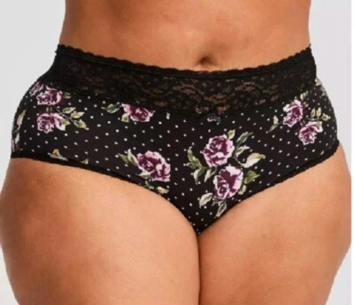 全新带标签 - Torrid 黑色“Starry”花卉内裤 1 码 - 零售 14.90 美元 — 第 1/4 张图片