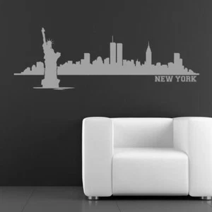 Calcomanía Pegatina Arte de Pared Estatua de la Libertad Texto del Horizonte de Nueva York X-Grande (AS10010) - Imagen 1 de 2