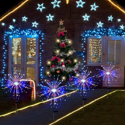 Christmas Garden Lights Solar Firework Sparklers Lamp Outdoor Waterproof Decor  - Image 1 of 4