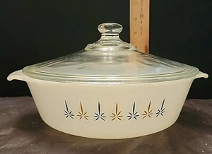 ANCHOR HOCKING FIRE KING CANDLE GLOW PATTERN 1.5 QUART BAKING DISH - Foto 1 di 6