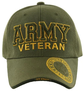 ¡NUEVO! GORRA DE BOLA REDONDA LATERAL FUERTE VETERANO EJÉRCITO DE ESTADOS UNIDOS SOMBRERO OLIVA - Imagen 1 de 4