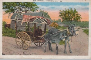Hannibal Missouri Old Hannibal Donkey Pulled Buggy Linen Vintage Postcard - Picture 1 of 2