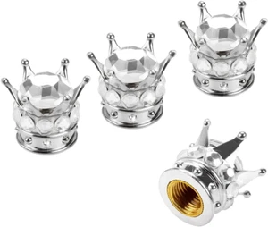 Crown Tire Valve Stem Caps, 4Pcs Handmade Bling Rhinestone Car Stem Air Caps Co - Picture 1 of 12