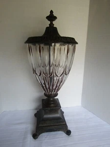 VASO VINTAGE BERMAN ART DECO IN VETRO ARTISTICO ORNATO MONTATO SU BASE BRONZO - Foto 1 di 19
