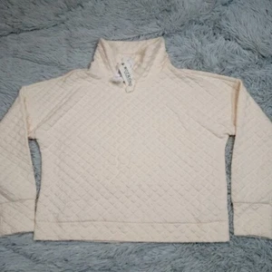 Workshop Sweatshirt Womens S Off White Quilted Soft Comfort Lightweight New - Picture 1 of 10