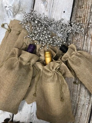 20 Burlap Bags Brown Tan Sage Green Gift Party Favor Fabric Goody - Select Size