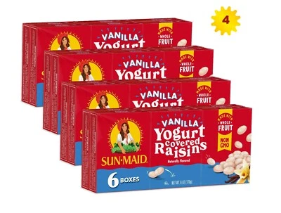 Sun-Maid® Vanilla Yogurt Covered Raisins (6 x 4 packs) 24 Boxes of 1oz - Image 1 of 4