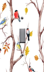 Light Switch Plate Cover with image of Autumn Fall Trees with Birds - Picture 1 of 26