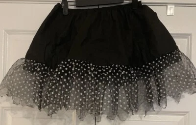 Steampunk Gothic Black Crinoline Skirt - Hankerchief Tulle Hem Witchy Wear - Image 1 of 4