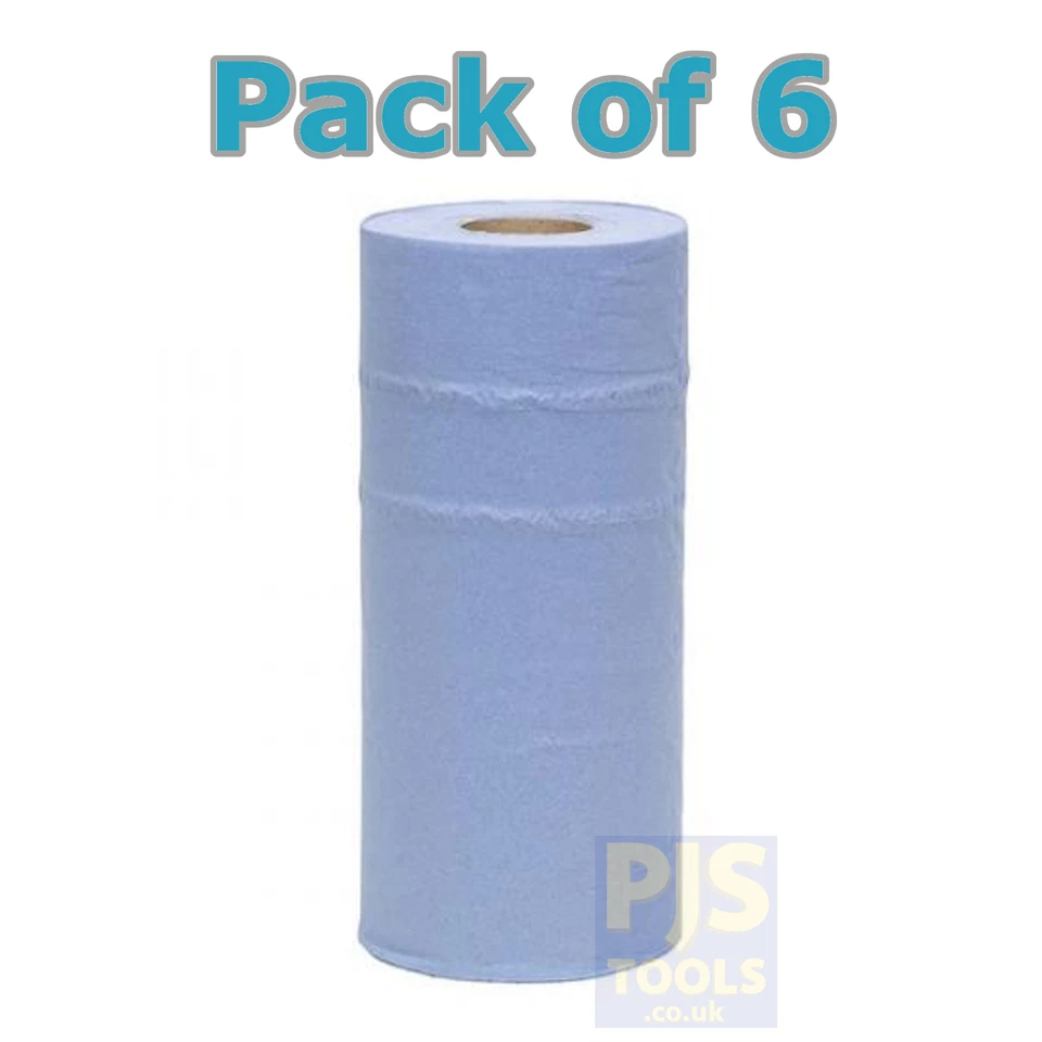 MIDLAND 6 x Blue 2ply hygiene tissue wiping roll 10in 250mm 40m