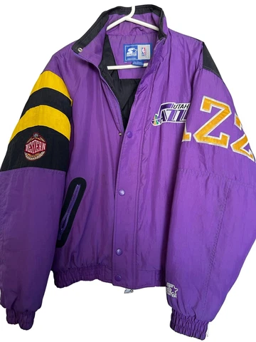 1990s Vintage Pull Over Utah Jazz Starter Hoodie Jacket Coat Medium Jersey NBA Cover