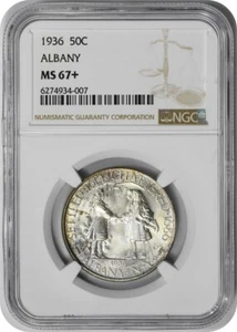 Albany Commemorative Silver Half Dollar 1936 MS67+ NGC - Picture 1 of 4