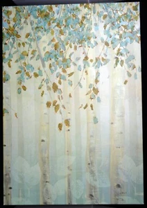 Blue & Gold Trees Unframed Painting Print 18x26 - Picture 1 of 6