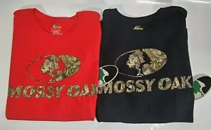 Mossy Oak T-Shirt Men’s Large Red & Black Short Sleeve Hunting Fishing 2 PACK! - Picture 1 of 6