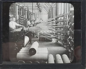 Keystone Magic Lantern Glass Slide -Warping Machine at work in Woolen Mill - Picture 1 of 4