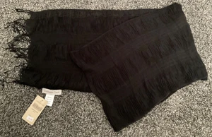 Coldwater Creek fringed scarf black lightweight 72" NWT great gift! - Picture 1 of 2