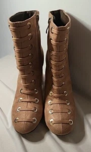 C M Paris Blush Block Heel Ankle Boots. Size Uk4 Eu37. Neutral Colour Great Cond - Picture 1 of 13