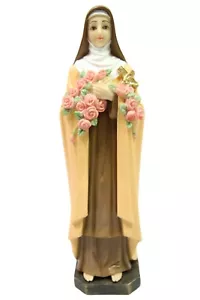 11" Statua Religiosa Cattolica Santa Teresa Piccole Rose Fiore Fiore Religiosa Made in Italy - Foto 1 di 3