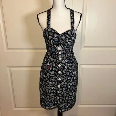 Vestido Modcloth Negro Costa Espectacular Ajuste y Acampanado Talla 6 Náuticos Foto 1 de 4