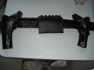 COLT 44/45 2 HOLSTER BELT SIZE 42 BLACK LEATHER - Picture 1 of 8