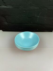 5 x Poole Pottery Twintone Sky Blue Cereal Bowls 16 cm Wide Set