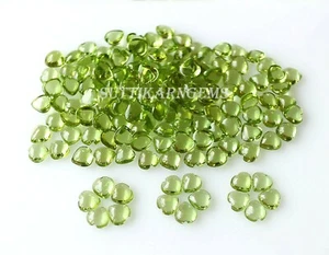 20 Pcs Natural Green Peridot Cabochon Heart Cut 5 MM Loose Gemstone Lot - Picture 1 of 3
