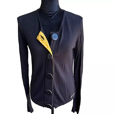 Элемент скейтбордов Sz L черный кардиган свитер с весело цветной большой кнопки - Изображение 1 из 4