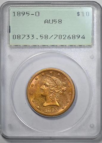 1895-O Liberty Head Gold Eagle $10 PCGS Rattler AU58 Cover