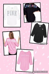 Victoria's Secret PINK Boyfriend V-Neck Jersey Tee Bling Sz XS, Small - Picture 1 of 14