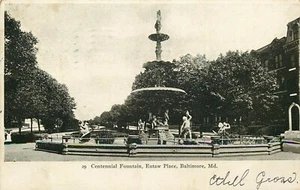 Postcard Maryland MD Eutaw Place Fountain Baltimore 1907 Undivided Sharon Cancel - Picture 1 of 2