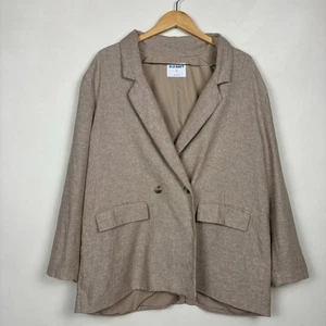 Old Navy Women's Linen Blend Neutral Tan Beige Blazer Jacket XL Preppy Academia - Picture 1 of 16
