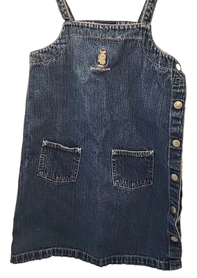 Vestido de mezclilla azul Jean vintage para niñas 6 Ralph Lauren Polo Oso de peluche Y2K Foto 1 de 4