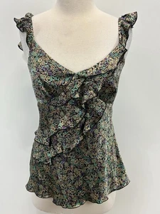 Vtg Dana Buchman 100% Silk Floral Blouse Top 10 Fairy Y2K Ruffles Girly Flutter - Picture 1 of 8