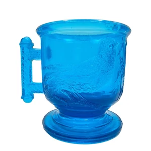 C. 1880 EAPG Atterbury & Co Eastlake tazas (OMN) taza taza vidrio azul también conocido como Robin - Imagen 1 de 21