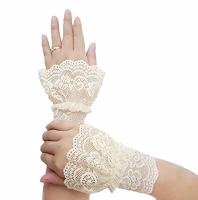 Guantes cortos de encaje para mujer sin dedos para conducir boda muñeca champán #5 Foto 1 de 4