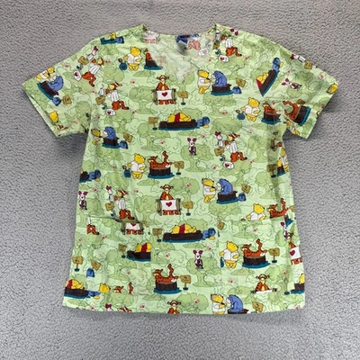 Disney Womens Short Sleeve V Neck Winnie and Pooh Scrubs Top Size L - Image 1 of 4