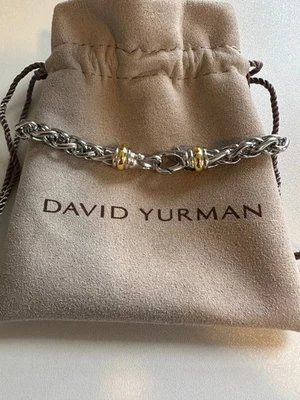 Brazalete David Yurman de plata de ley de oro de 14 k cadena de trigo tamaño 9" Foto 1 de 4