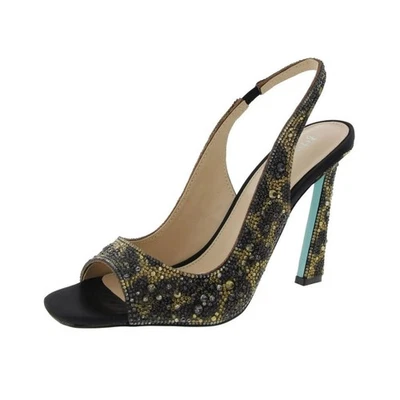 Betsey Johnson Womens Mina Heeled Sandals US 6 M Black Gold Rhinestone NWOB - Image 1 of 4