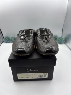 Zapatos de cuero marrón Cole Haan Air Bria Perf Mule para mujer talla 10B charol suave Foto 1 de 4