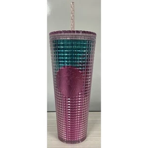 Starbucks Summer 2021 Pink & Blue Ombre Bling 24oz Tumbler Cold up mit Strohhalm - Bild 1 von 5