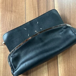Maison Margiela Clutch Bag Pouch S56WF0032 Leather Black Silver 4 Stitch Japan - Picture 1 of 12
