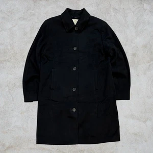 LL Bean Pea Coat Trench Womens Size 16 Wool Black Overcoat Outdoors Vintage - Picture 1 of 4