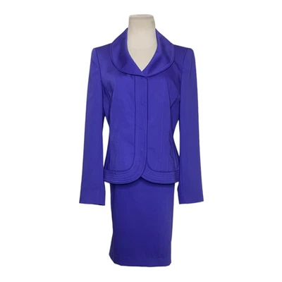 Albert Nipon blue purple skirt and blazer suit set size 8 - Image 1 of 4