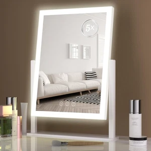 ViKert Specchio Trucco Illuminato Hollywood Specchio Vanità con Ingrandimento 5X Mi... - Foto 1 di 6